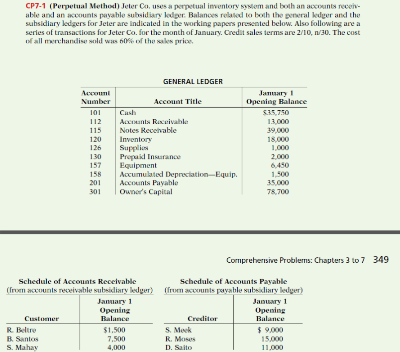 1) 2) 3) CP7-1 (Perpetual Method) Jeter Co. uses a perpetual inventory
