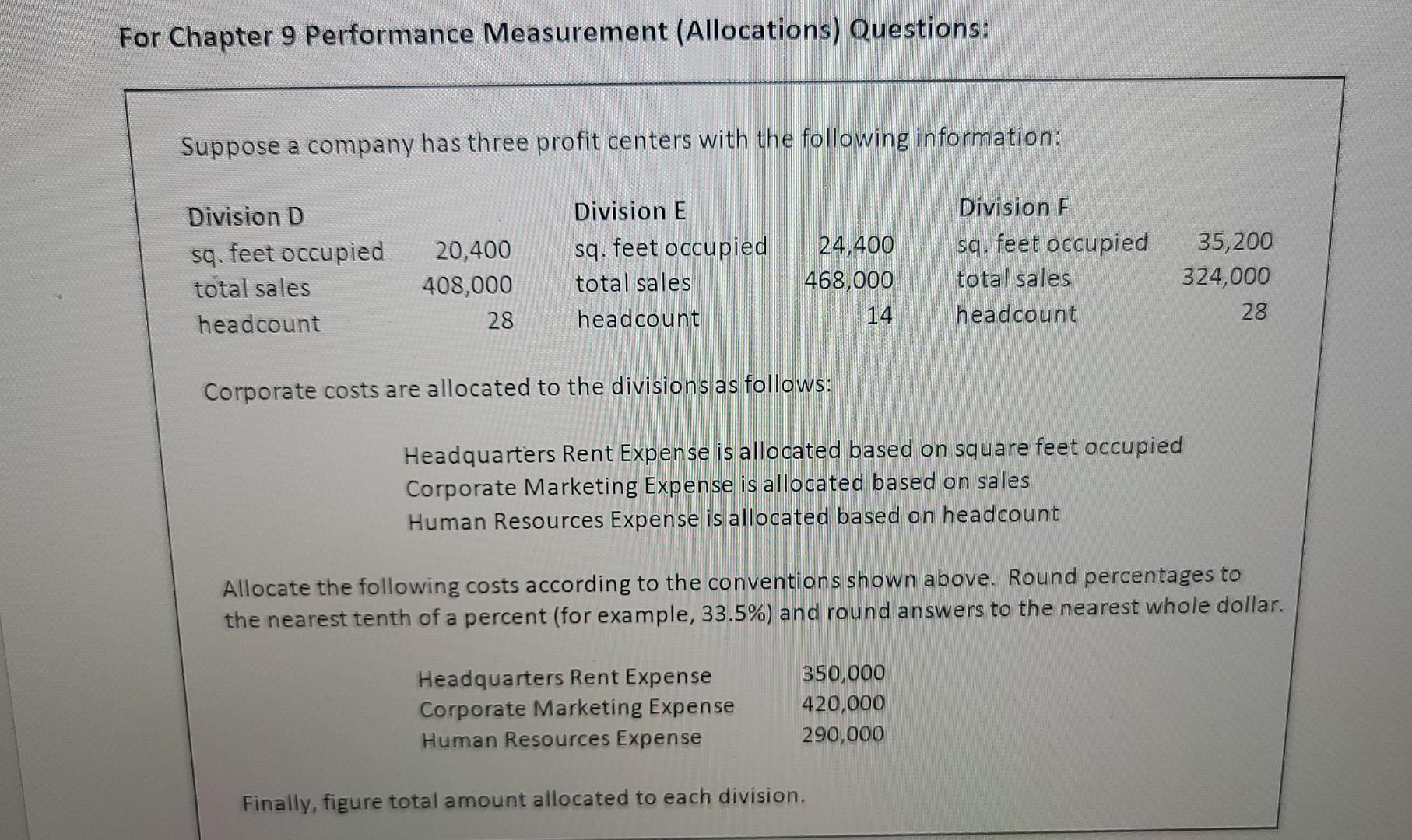 the total allocated expense for Division D? Please round to the nearest