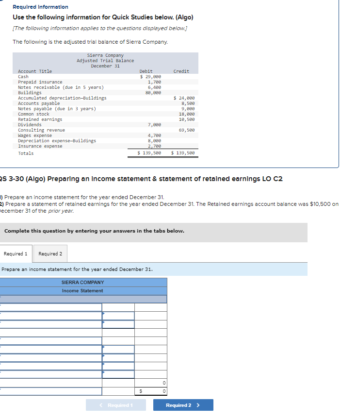 complete part a-c Requlred Information Use the following information for Quick Studies