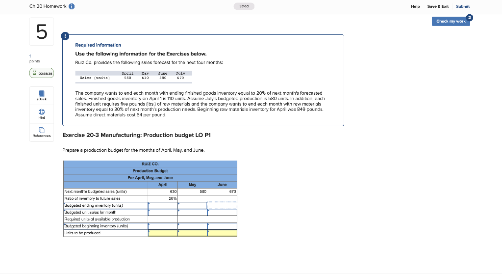 Ch 20 Homework i Savad Help Save & Exit Submit Check