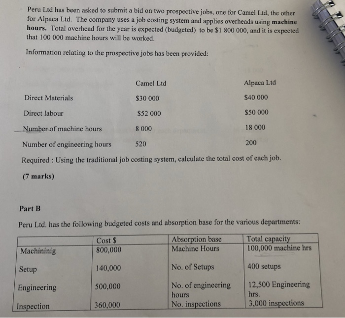  Ltd has been asked to submit a bid on two prospective