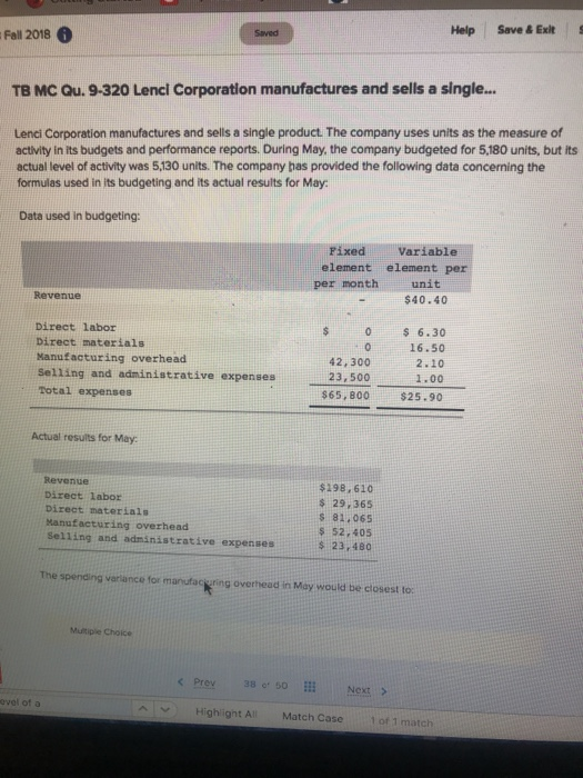  Help Save& ExitS Saved Fall 2018 TB MC Qu. 9-320 Lencl