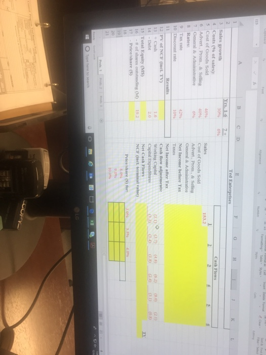 Your manager has asked you to value Ted Enterprises, a potential acquisition.