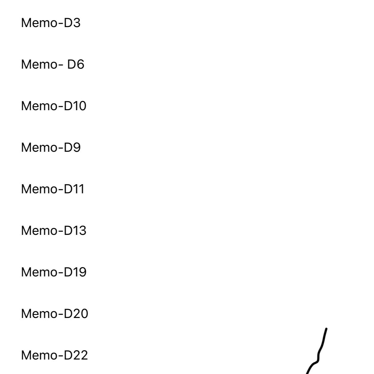  Memo-D3 Memo- D6 Memo-D10 Memo-D9 Memo-D11 Memo-D13 Memo-D19 Memo-D20 Memo-D22 