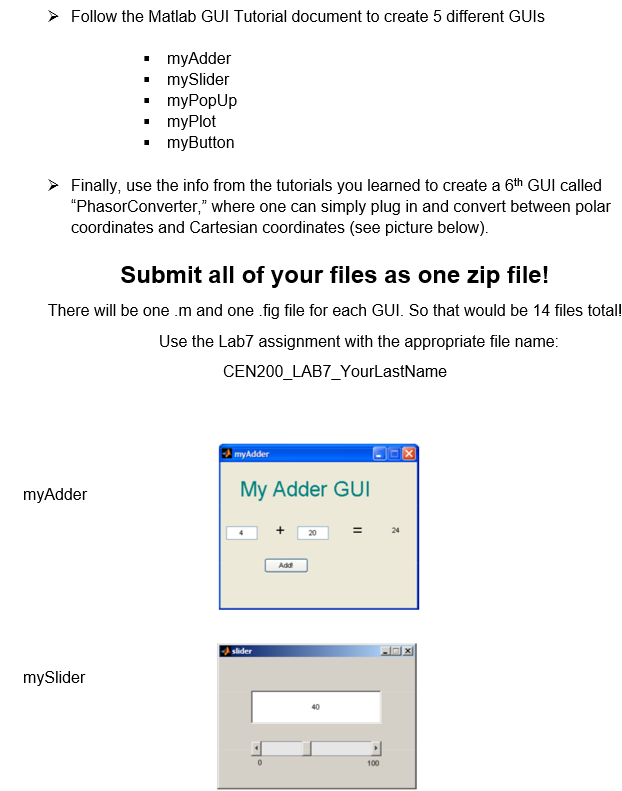 MATLAB ONLY Follow the Matlab GUI Tutorial document to create 5 different