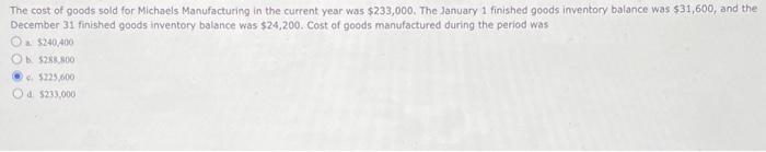 I need help with this question. Thank you! The cost of goods
