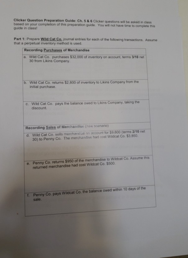 Clicker Question Preparation Guide: Ch. 5 & 6 Clicker questions will