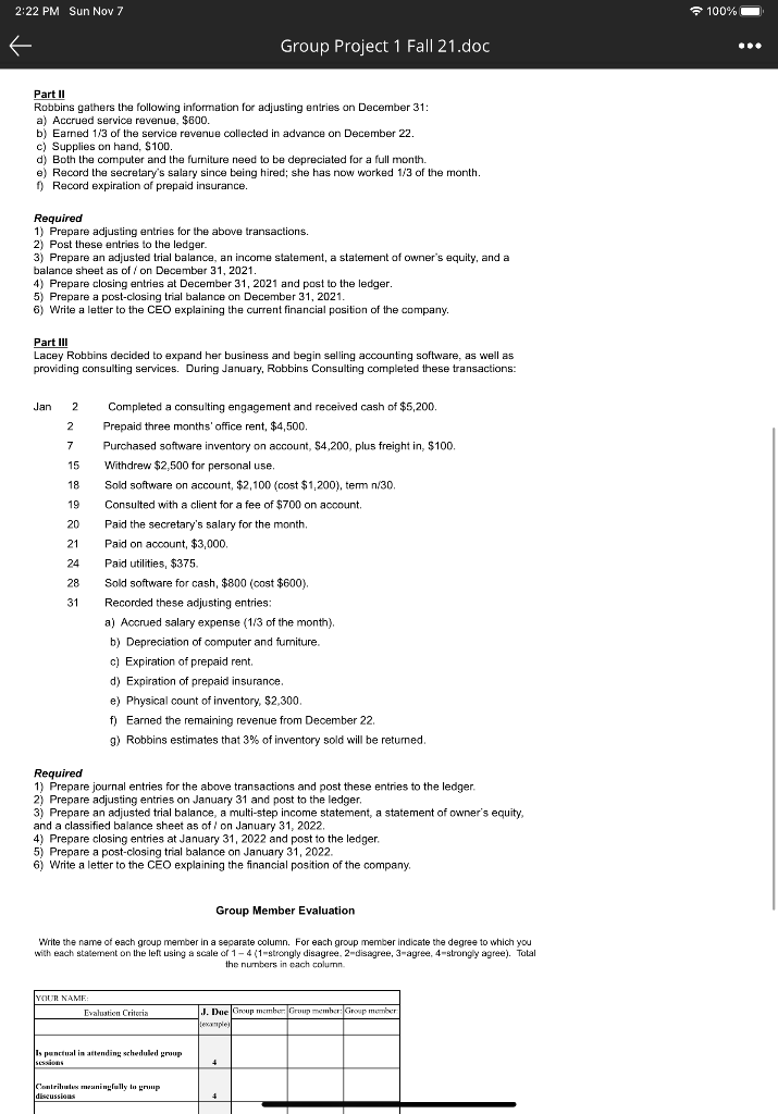 100% K Group Project 1 Fall 21.doc Accounting Principles Group Project Fall