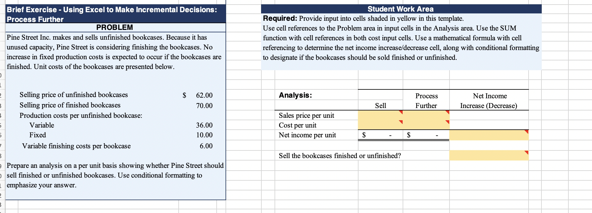 provide formula please, thank you so much! Brief Exercise - Using Excel