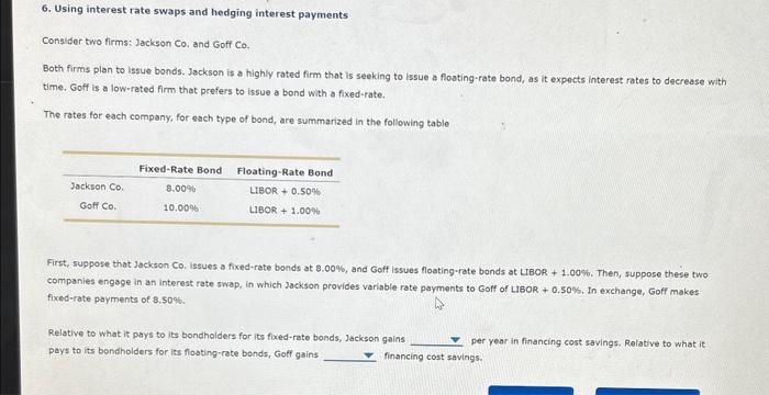  6. Using interest rate swaps and hedging interest payments Consider two