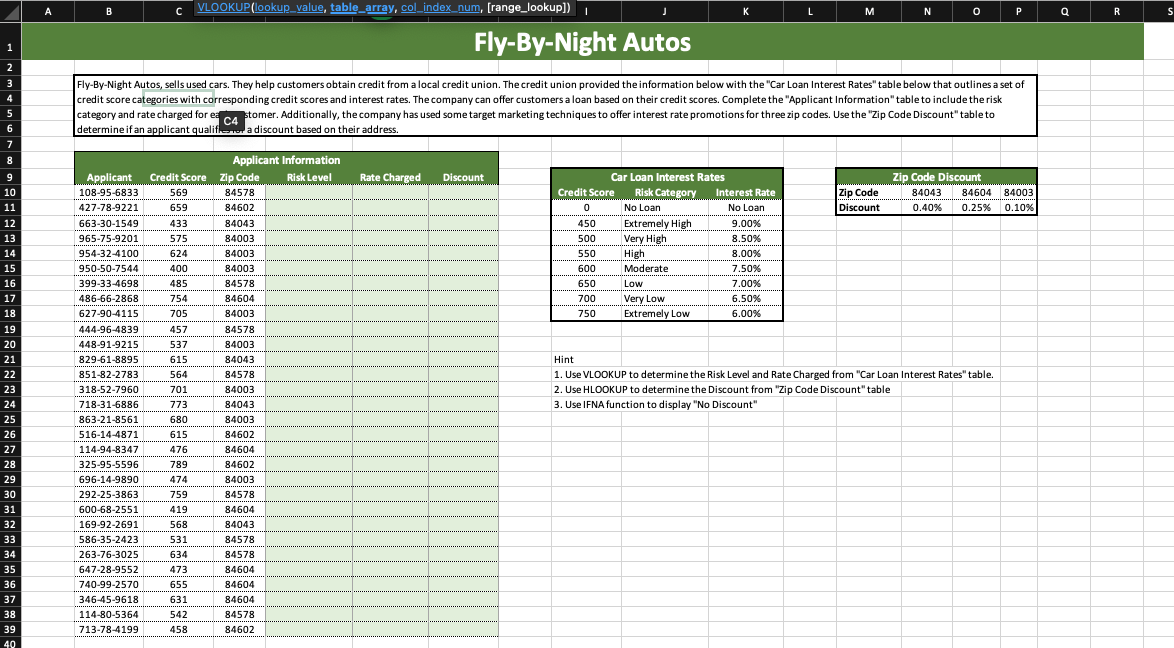 (range_lookupl) I table_array, & _ index_num Fly-By-Night Autos Fly-3M-Night Autos, sells used