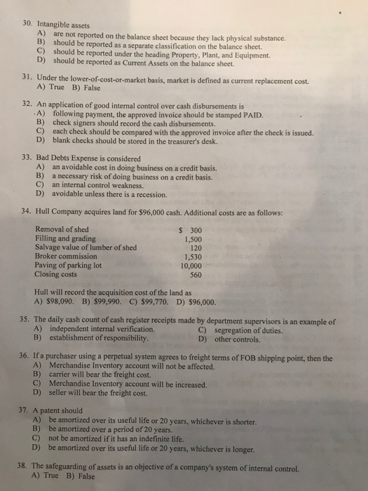  Please answer all questions and will definitely rate 30. Intangible assets