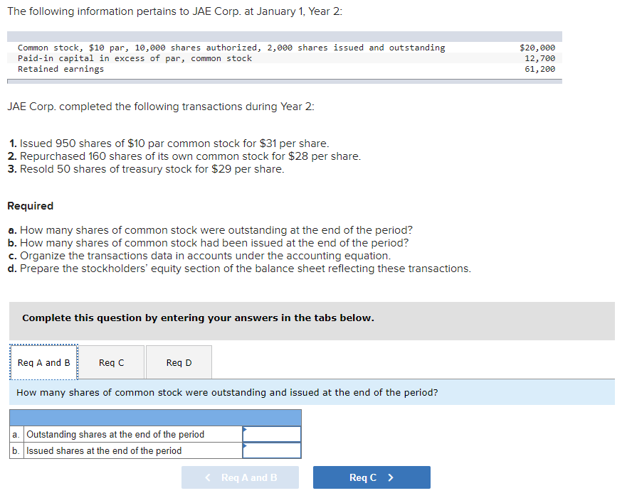 of the period? b. How many shares of common stock had been