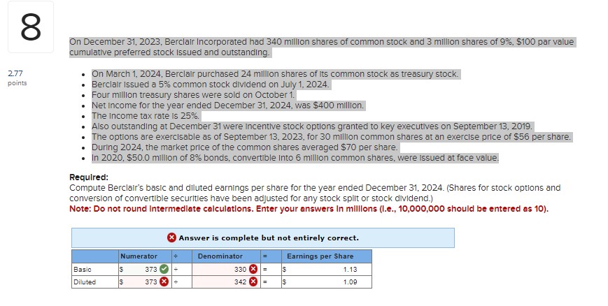  On December 31,2023, Berclair Incorporated had 340 million shares of common