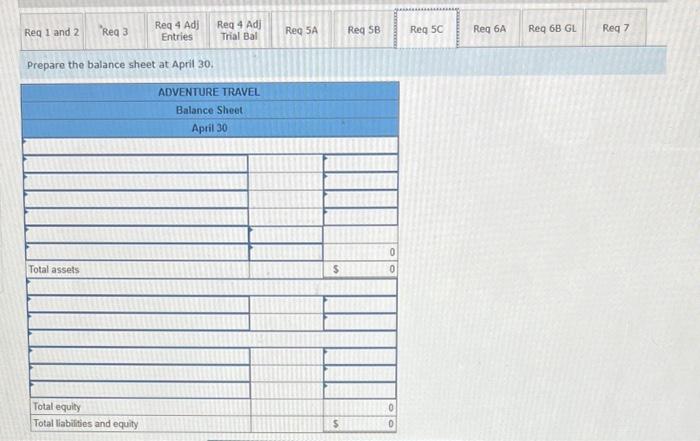 1. \& 2. Prepare journal entries to record the transactions for April
