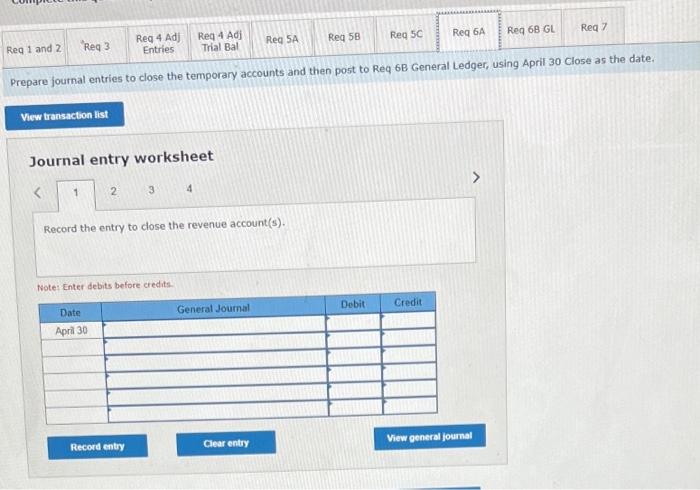 and post them to the ledger accounts in Requirement 6b. The Required: