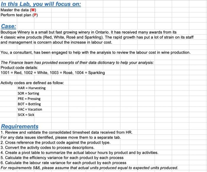  In this Lab, you will focus on: Master the data (M)