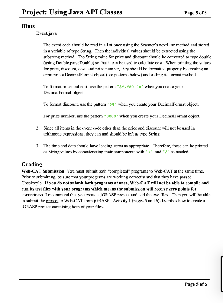 on the due date. If you are unable to submit via Web-CAT,