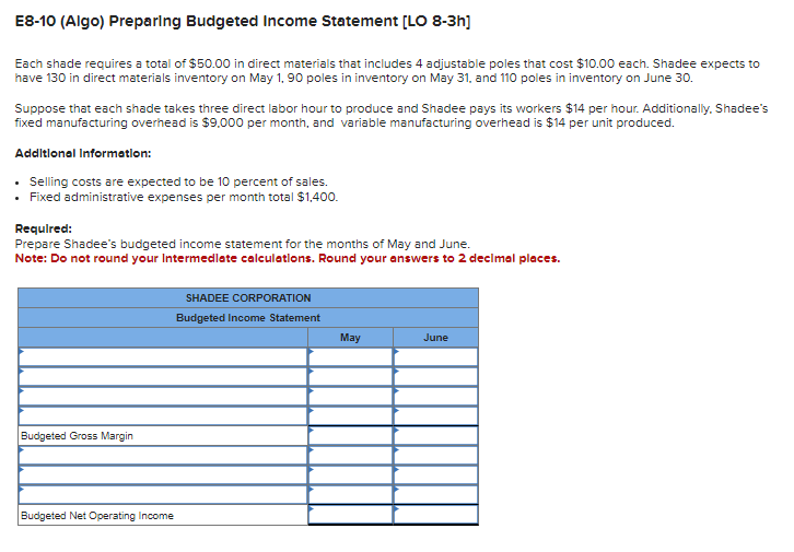 for May and June. Complete this question by entering your answers in