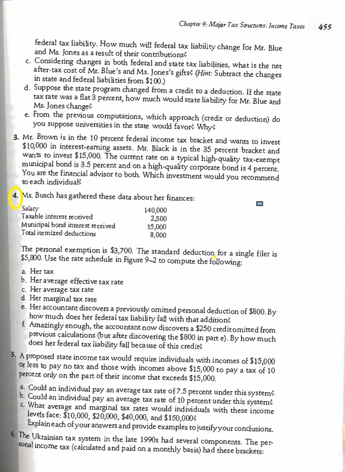Chapter 9 Question 4 federal tax liability. How much will federal tax