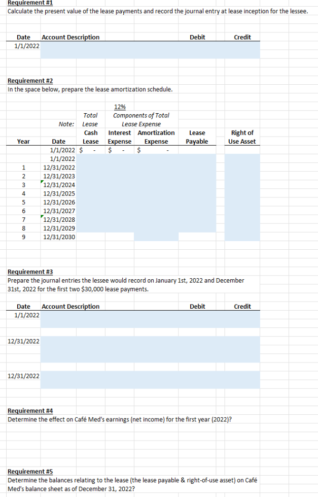  At January 1,2022, Caf Med leased restaurant equipment from Crescent Corporation
