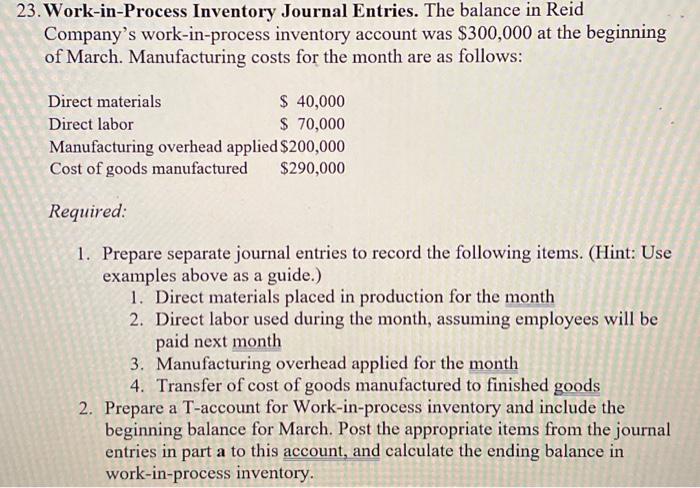 Please show each step so I can learn from it 3. Work-in-Process