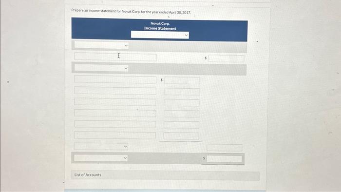 40 min left Prepare a retained earnings statement for Novak Corp. for