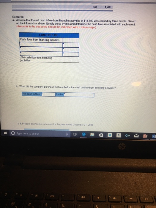 LO 1-5 As of January 1, 2014, Concepts Inc. had a balance