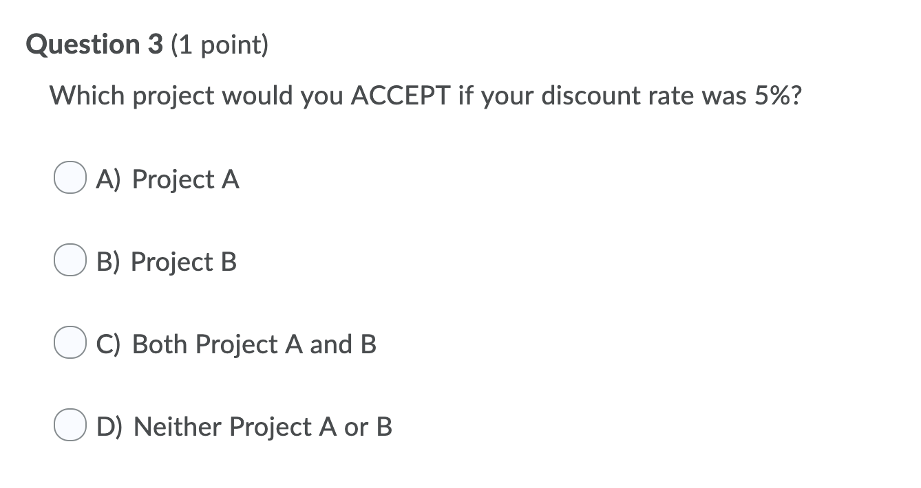 Both Project A and B OD) Neither Project A or B Question