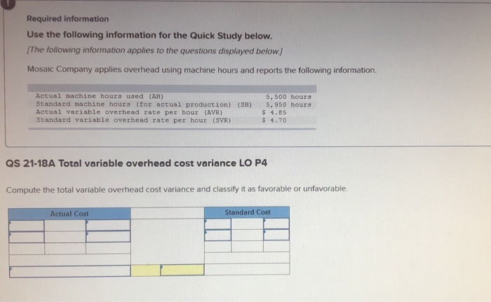  Required information Use the following information for the Quick Study below.