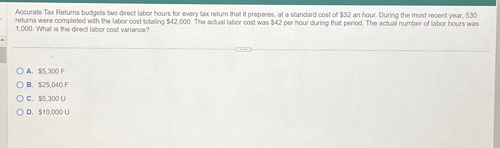  Accurate Tax Returns budgets two direct labor hours for every tax