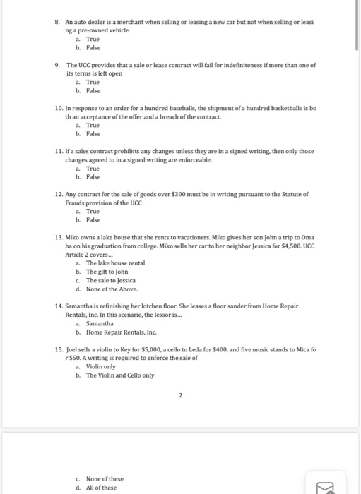 car dealer is not governed by the UCC because the statute applies