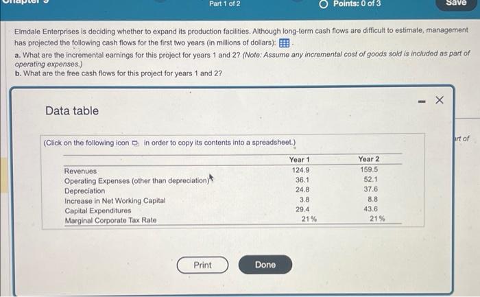 this question) Elmdale Enterprises is deciding whether to expand its production facilities.