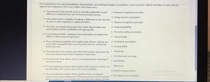 please solve it quickly please Presented below are several qualitative characteristics tonting