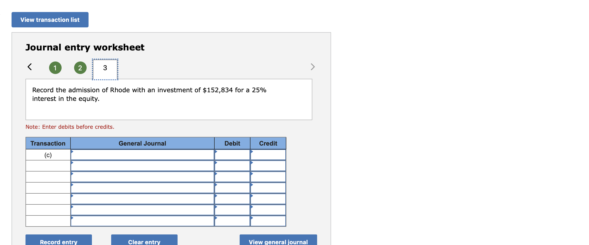 percents: Meir, 20%; Benson, 30%; and Lau, 50%). The partnership's capital balances