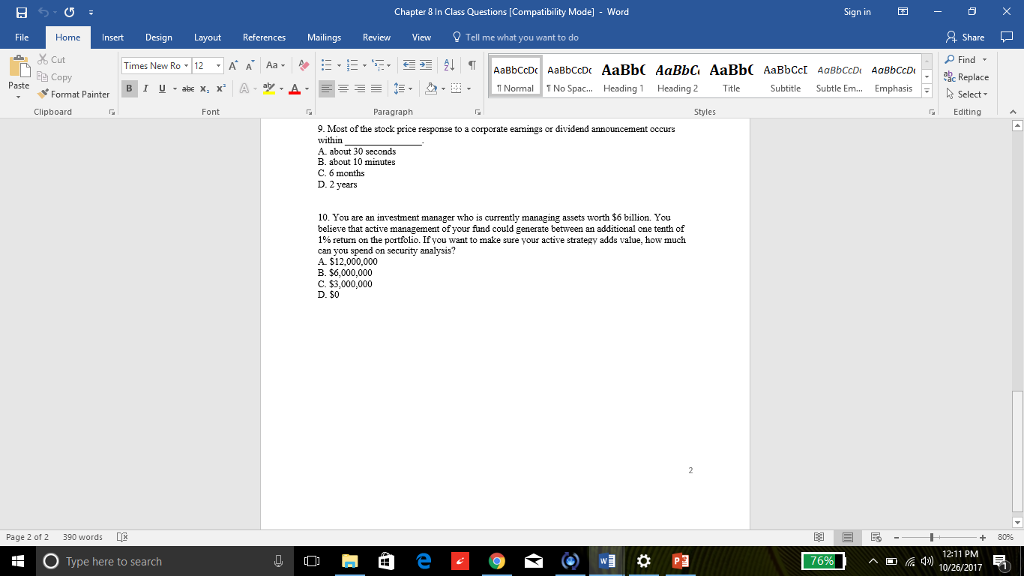  Chapter 8 In Class Questions [Compatibility Mode] - Word Sign in