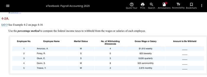  = eTextbook: Payroll Accounting 2020 Quick Tour Print Search Annotations Accessibility