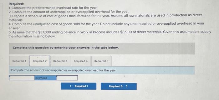 schedule of cost of goods manufactured for the year. Assume all raw