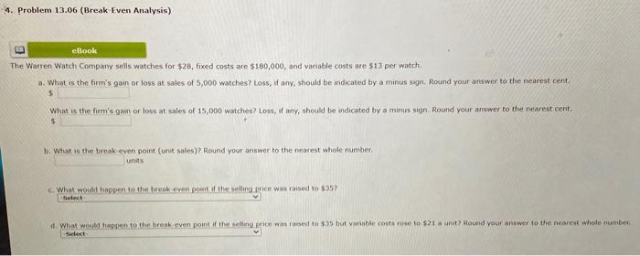 The select options for part c & d are "The result is