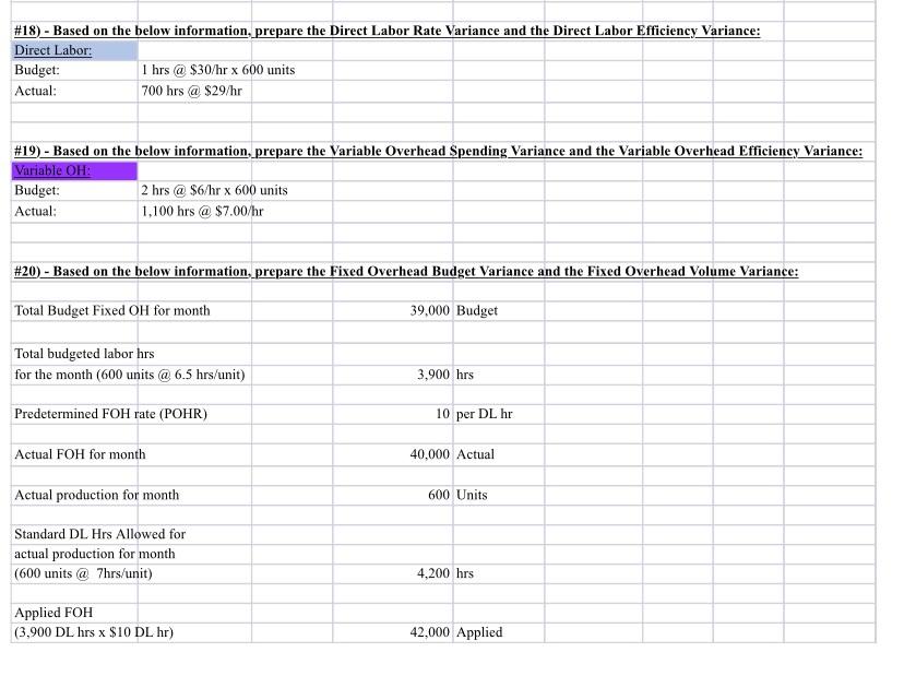 will be used. The following information is for the month of November