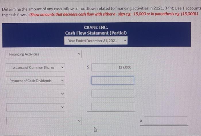 selected account balances were reported in Crane Inc's financial statements at year