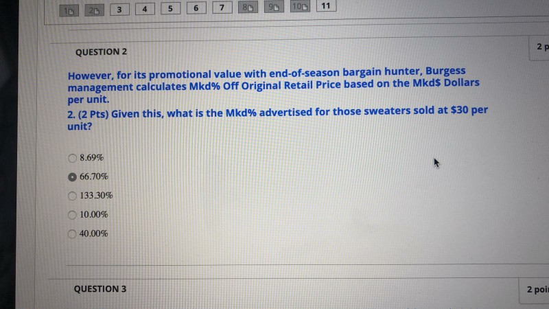 Original Retail Price based on the Mkds Dollars per unit. 2. (2