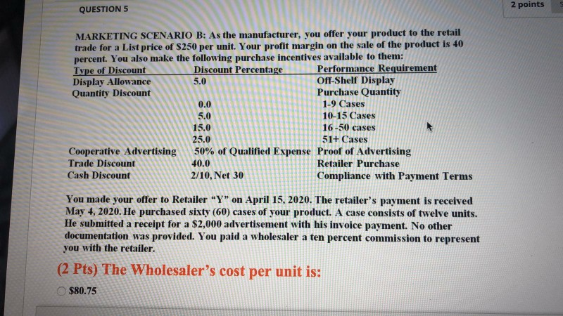poi QUESTION 3 2 points Recently, Burgess management bought a shipment of