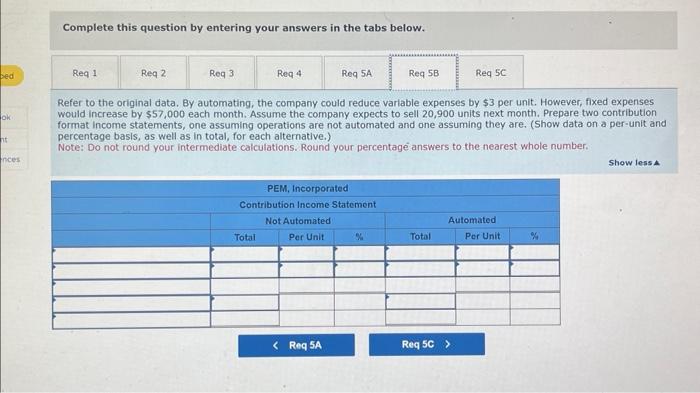 given below: Required: 1. Compute the company's CM ratio and its break-even