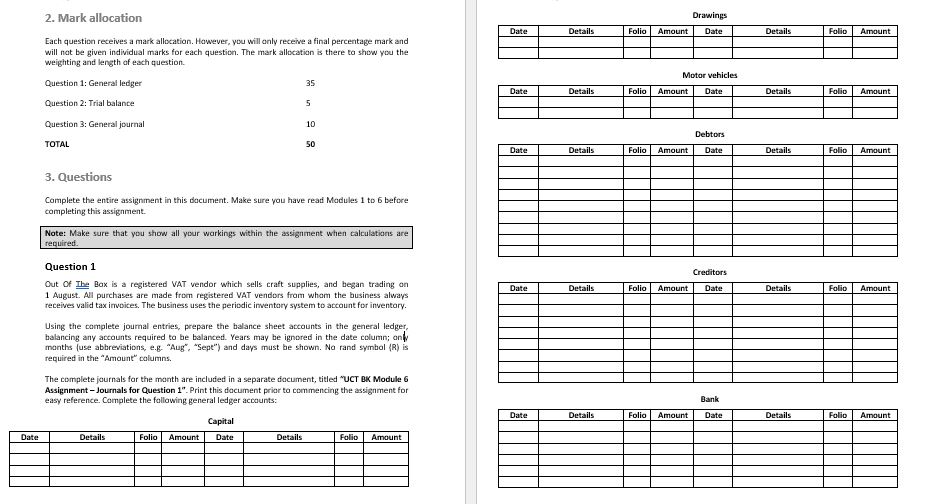  Mark allocation Each question receives a mark allocation. However, you will