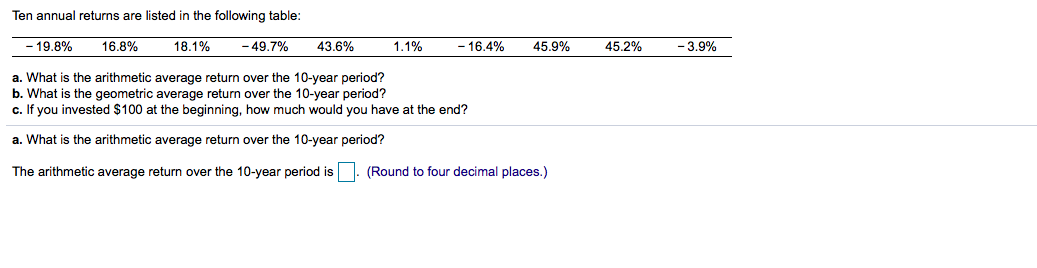 Need help with this finance question. Thanks for the help! Ten annual