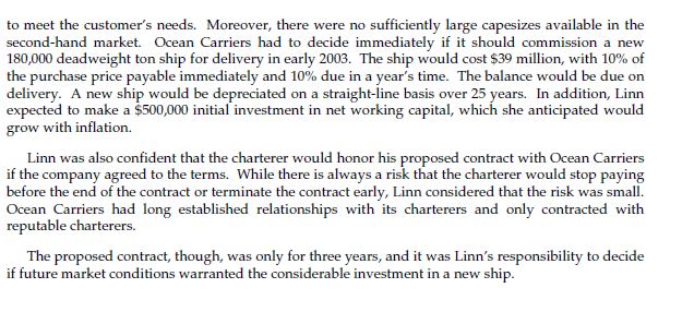 ship operations over the useful life of the ship. You can assume