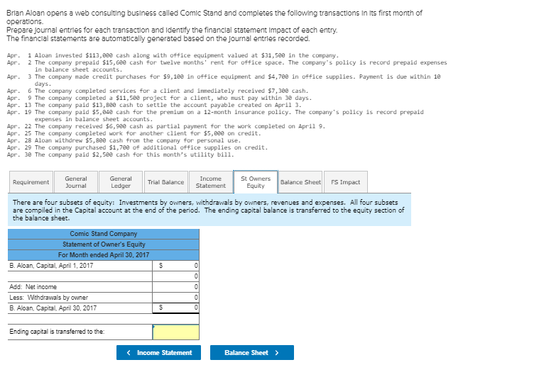 The financial statements are automatically generated based on the Journal entries recorded.
