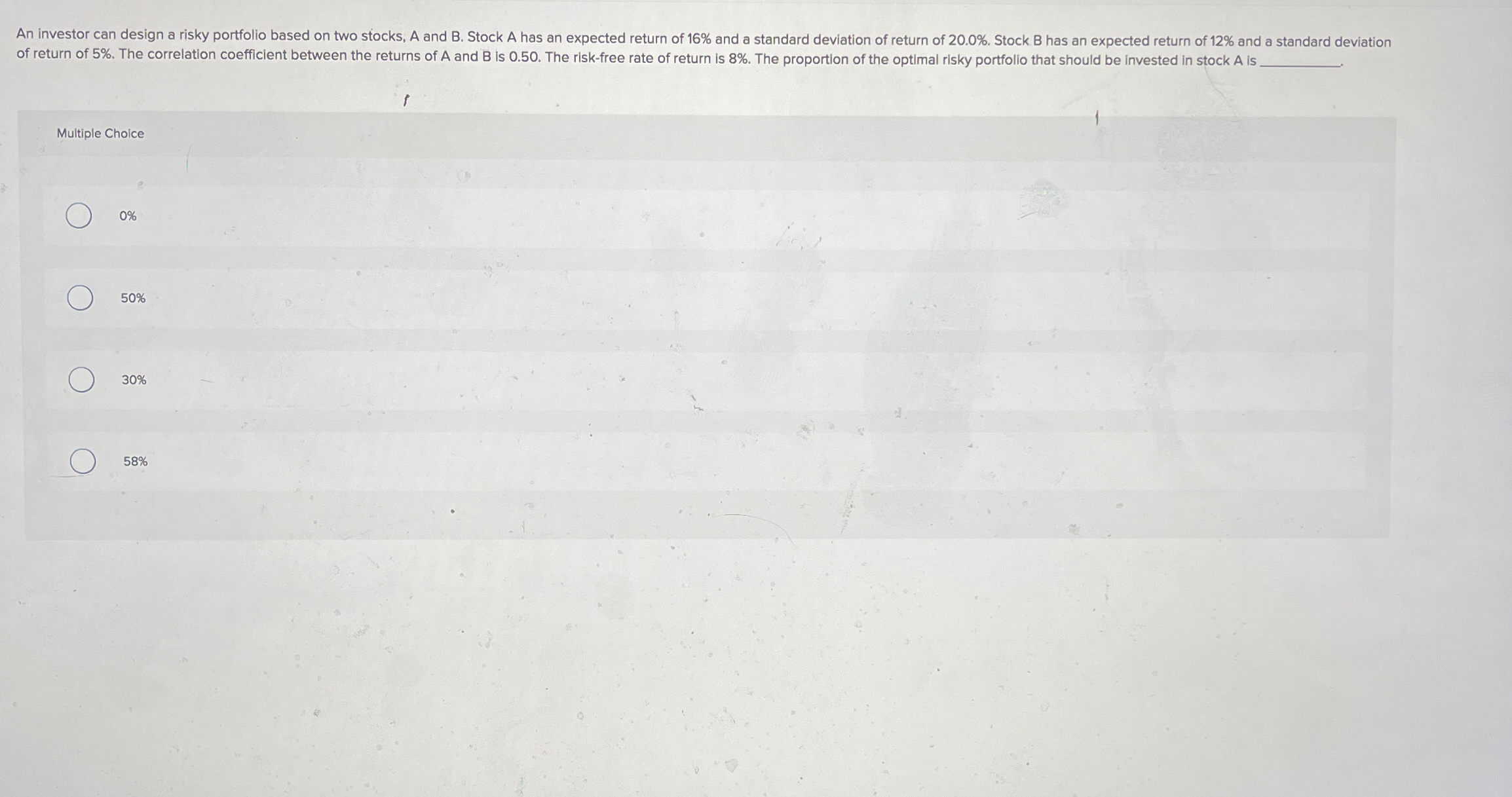  of return of 5%. The correlation coefficient between the returns of