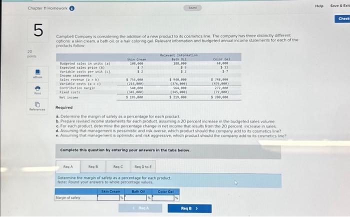  Chapter 11 Homework i 5 20 points eBook Print References Campbell